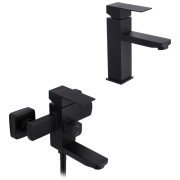Набір змішувачів для ванної кімнати Kroner Edelstahl Kubus-SCH010 + змішувач Edelstahl Kubus-SCH060 чорний CVS30160