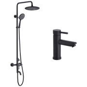 Набір 2 в 1 душова система Kroner Edelstahl Klassisch-SCH063 + змішувач для раковини Edelstahl Klassisch-SCH010 чорний CVS30164
