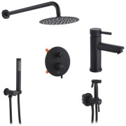 Набір 3 в 1 душова система Kroner Edelstahl Klassisch-SCH082 + змішувач Edelstahl Klassisch-SCH010 + душ гігієнічний SCH053 чорний CVS30166