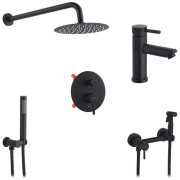 Набір 3 в 1 душова система Kroner Edelstahl Klassisch-SCH082 + змішувач Edelstahl Klassisch-SCH010 + душ гігієнічний SCH052 чорний CVS30167