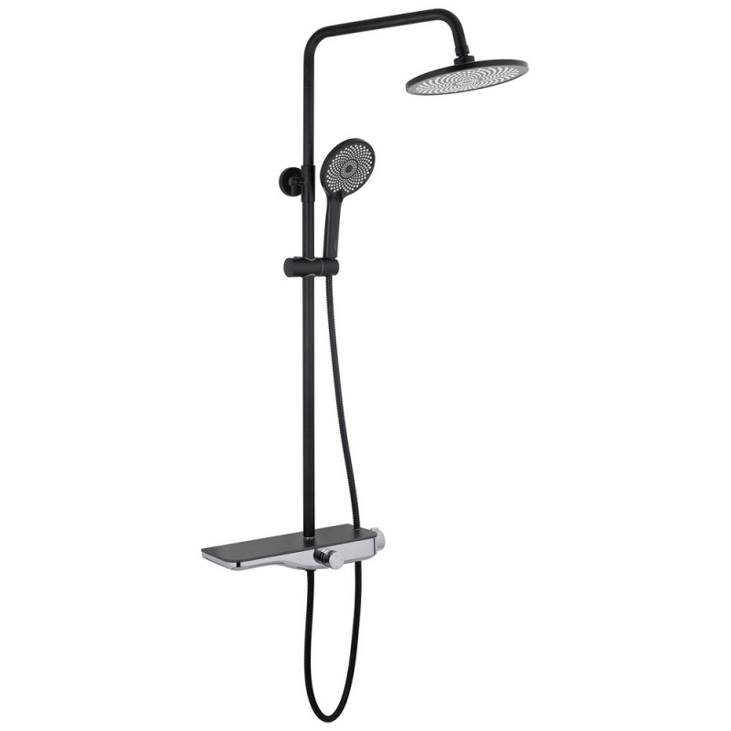 Душова стійка Kroner KRP Armada-SCH065 зі змішувачем та душовим гарнітуром хром/чорний CV033878