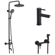 Набір 3 в 1 душова система Kroner Edelstahl Klassisch-SCH063 + змішувач для раковини Edelstahl Klassisch-SCH010 + душ гігієнічний SCH052 чорний CVS30171