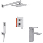 Набір 2 в 1 душова система Kroner Edelstahl Kubus-ESG082 + змішувач Edelstahl Kubus-ESG010 нікель CVS30175