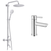 Набір 2 в 1 душова система Kroner Edelstahl Klassisch-ESG063 + змішувач для раковини Edelstahl Klassisch-ESG010 нікель CVS30204