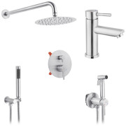 Набір 3 в 1 душова система Kroner Edelstahl Klassisch-ESG082 + змішувач Edelstahl Klassisch-ESG010 + душ гігієнічний ESG053 нікель CVS30206