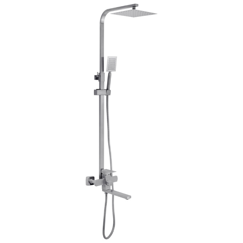 Душевая стойка для ванны Kroner KRP Edelstahl Kubus-ESG067 со смесителем и душевым гарнитуром нержавеющая сталь CV035451