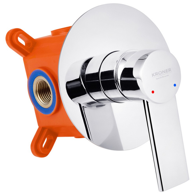Змішувач для душу Kroner KRP Basis-C080 прихованого монтажу одноважільний хром CV024299