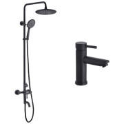 Набір 2 в 1 душова система Kroner Edelstahl Klassisch-SCH063 + змішувач для раковини Edelstahl Klassisch-SCH010 чорний CVS30164