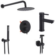 Набор 3 в 1 душевая система Kroner Edelstahl Klassisch-SCH082 + смеситель Edelstahl Klassisch-SCH010 + гигиенический душ SCH053 черный CVS30166