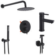 Набір 3 в 1 душова система Kroner Edelstahl Klassisch-SCH082 + змішувач Edelstahl Klassisch-SCH010 + душ гігієнічний SCH053 чорний CVS30166