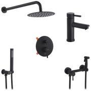 Набір 3 в 1 душова система Kroner Edelstahl Klassisch-SCH082 + змішувач Edelstahl Klassisch-SCH010 + душ гігієнічний SCH052 чорний CVS30167