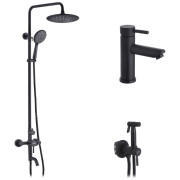 Набір 3 в 1 душова система Kroner Edelstahl Klassisch-SCH063 + змішувач для раковини Edelstahl Klassisch-SCH010 + душ гігієнічний SCH053 чорний CVS30170