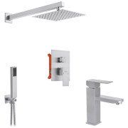 Набор 2 в 1 душевая система Kroner Edelstahl Kubus-ESG082 + смеситель Edelstahl Kubus-ESG010 никель CVS30175