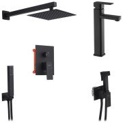 Набор 3 в 1 душевая система Kroner Edelstahl Kubus-SCH082 + смеситель Edelstahl Kubus-SCH010-3 + гигиенический душ SCH053 черный CVS30179