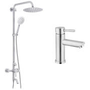 Набір 2 в 1 душова система Kroner Edelstahl Klassisch-ESG063 + змішувач для раковини Edelstahl Klassisch-ESG010 нікель CVS30204