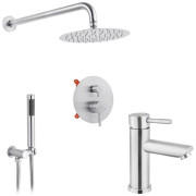 Набір 2 в 1 душова система Kroner Edelstahl Klassisch-ESG082 + змішувач для раковини Edelstahl Klassisch-ESG010 нікель CVS30205