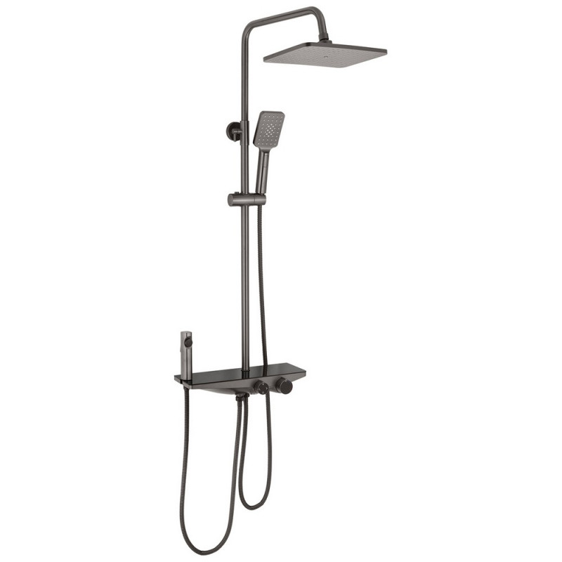 Душова стійка Kroner KRP Armada-GRP066 із змішувачем та душовим гарнітуром графіт CV033880