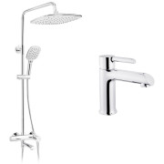 Набір 2 в 1 душова система Kroner Essen-C063 + змішувач для раковини Essen-C010 хром CVS30215