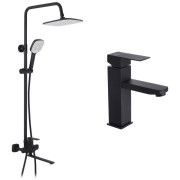 Набір 2 в 1 душова система Kroner Armada-SCH067 + змішувач для раковини Kubus-SCH010 чорний CVS30221
