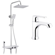 Набір 2 в 1 душова система Kroner Armada-W066 + змішувач для раковини Armada-C010 хром/білий CVS30222