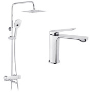 Набір 2 в 1 душова система Kroner Makon-C063 + змішувач для раковини Makon-C010 хром CVS30225