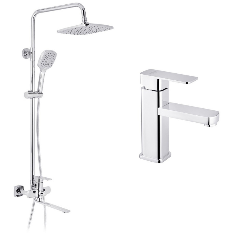 Набір 2 в 1 душова система Kroner Armada-C067 + змішувач для раковини Ems-C010 хром CVS30209