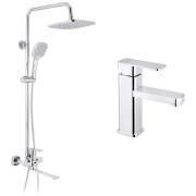 Набор 2 в 1 душевая система Kroner Armada-C067 + смеситель для раковины Ems-C010 хром CVS30209