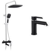 Набір 2 в 1 душова система Kroner Essen-SCH063 + змішувач для раковини Essen-SCH010 хром CVS30210