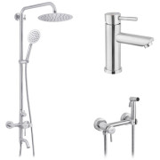 Набор 3 в 1 душевая система Kroner Edelstahl Klassisch-ESG063 + смеситель Edelstahl Klassisch-ESG010 + гигиенический душ ESG052 никель CVS30208