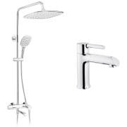 Набір 2 в 1 душова система Kroner Essen-C063 + змішувач для раковини Essen-C010 хром CVS30215