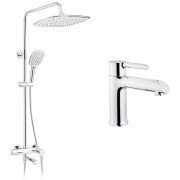 Набір 2 в 1 душова система Kroner Essen-C063 + змішувач для раковини Essen-C010 хром CVS30215