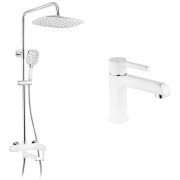 Набір 2 в 1 душова система Kroner Essen-W063 + змішувач для раковини Essen-W010 хром/білий CVS30217