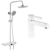 Набір 2 в 1 душова система Kroner Armada-W065 + змішувач для раковини Essen-W010 хром/білий CVS30223