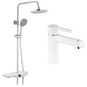 Набір 2 в 1 душова система Kroner Armada-W065 + змішувач для раковини Essen-W010 хром/білий CVS30223