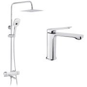 Набір 2 в 1 душова система Kroner Makon-C063 + змішувач для раковини Makon-C010 хром CVS30225