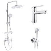 Набір 3 в 1 душова система Kroner Armada-C064K + змішувач Hagen-C010 + душ гігієнічний Bidet-C082 хром CVS30203