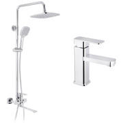 Набір 2 в 1 душова система Kroner Armada-C067 + змішувач для раковини Ems-C010 хром CVS30209