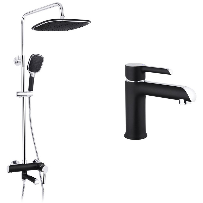 Набір 2 в 1 душова система Kroner Essen-SCH063 + змішувач для раковини Essen-SCH010 хром CVS30210