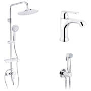 Набір 3 в 1 душова система Kroner Armada-C064K + змішувач Hagen-C010 + душ гігієнічний Bidet-C082 хром CVS30212