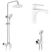 Набір 3 в 1 душова система Kroner Armada-W063 + змішувач Armada-W010 + душ гігієнічний Bidet-C082 хром/білий CVS30213
