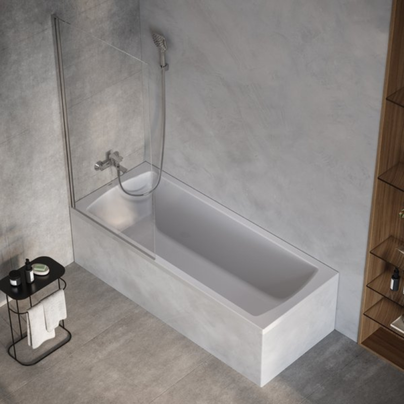 Шторка для ванни Ravak X-Point Slim XPSVS1 80х140 см профіль полірований алюміній прозоре скло X75OMC0FZ1