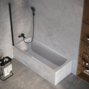 Шторка для ванны Ravak X-Point Slim XPSVS1 80х140 см профиль черный прозрачное стекло X75OM30FZ1