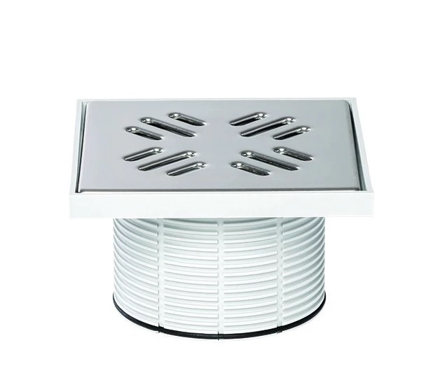 Надставка для сливного трапа Styron с решеткой 147х147 мм нержавеющая сталь STY-505