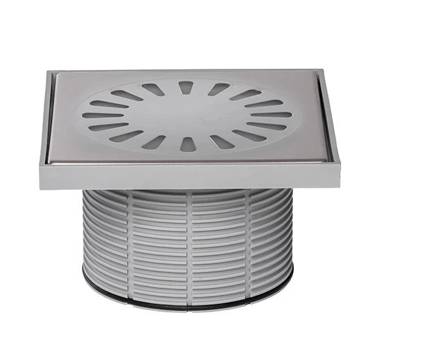 Надставка для сливного трапа Styron с решеткой Flower 146х146 мм нержавеющая сталь STY-505-FLOWER