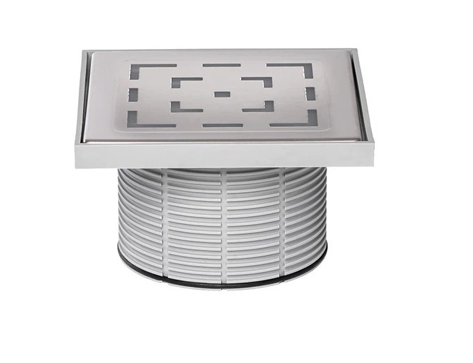 Надставка для сливного трапа Styron с решеткой Mozaik 146х146 мм нержавеющая сталь STY-505-MOZAIK
