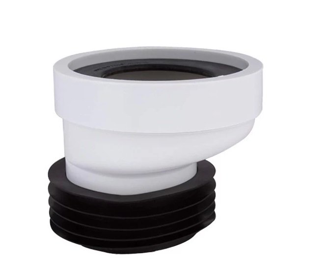 Патрубок для унітазу Styron зі зміщенням на 20 мм гума білий STY-530-20