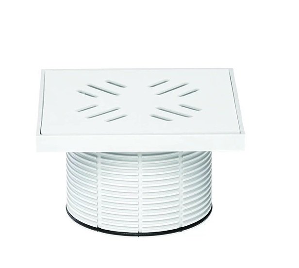 Надставка для зливного трапу Styron із решіткою 147х147 мм пластик білий STY-504-M-F