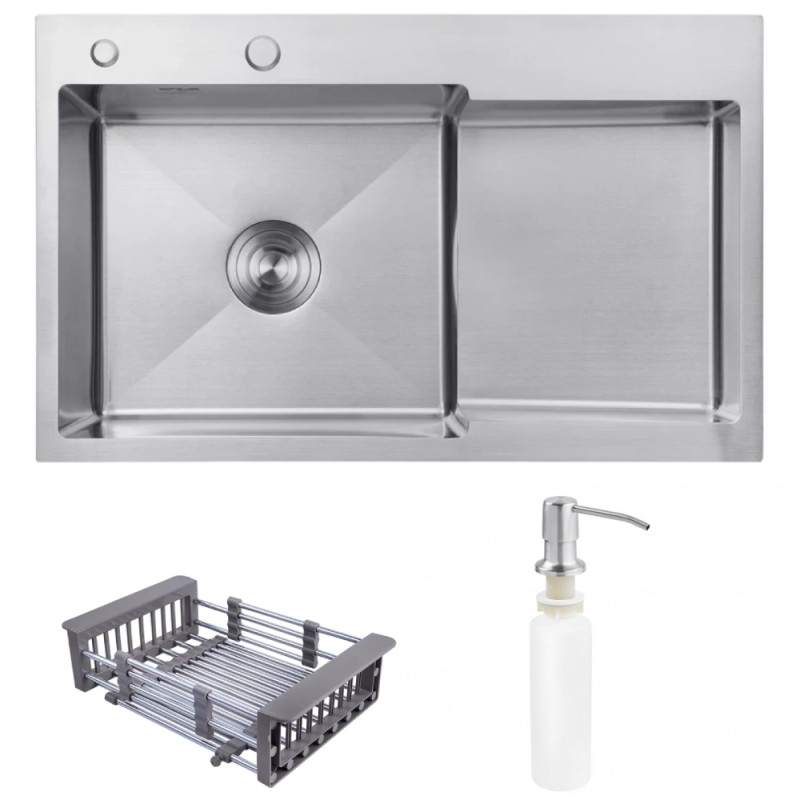 Мойка для кухни Kroner KRP Geburstet-7848LHM 78х48 см крыло справа нержавеющая сталь CV030021