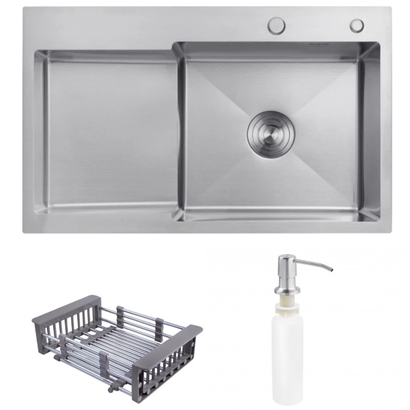 Мойка для кухни Kroner KRP Geburstet-7848RHM 78х48 см крыло слева нержавеющая сталь CV030022