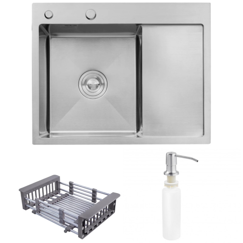 Мойка для кухни Kroner KRP Geburstet-6350LHM 63х50 см крыло справа нержавеющая сталь CV031320